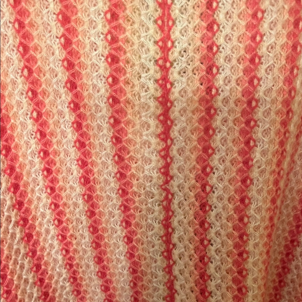 Grace+Karma chunky cozy soft knit sweater size M/L pink cream striped NWT open - Picture 4 of 4